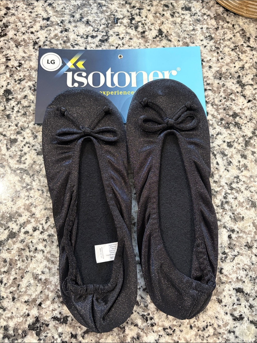 isotoner Black Sparkle Foldable Ballet Slippers